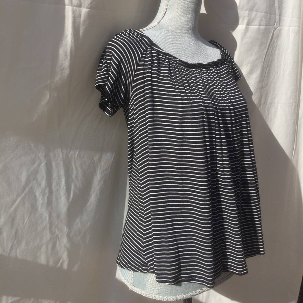 Striped Black/White Off the Shoulder Top
